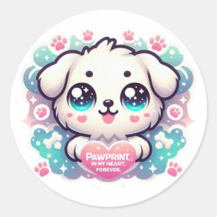 Pawprints auf meinem Herzen, Forever Kawaii Puppy Runder Aufkleber