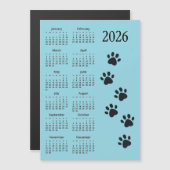 Pawprints Design 2026 Kalender Magnetkarte (Vorne/Hinten)