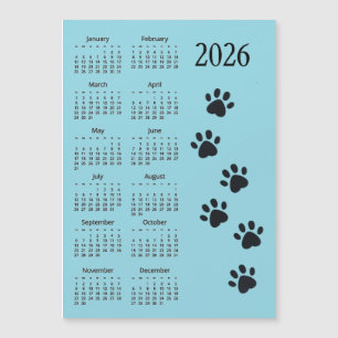 Pawprints Design 2026 Kalender Magnetkarte