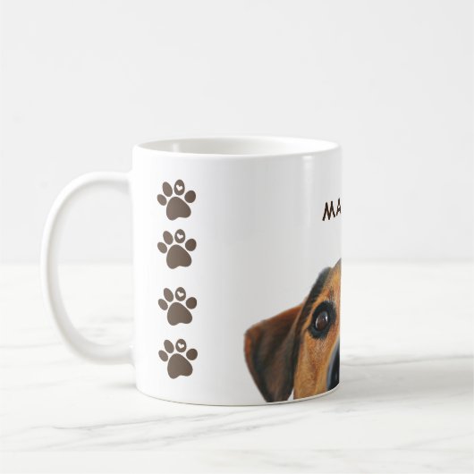 Pawprints & Hunde-Gesicht Kaffeetasse (Links)