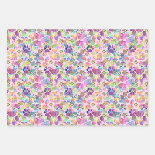 Pawprints in Rosa Geschenkpapier Set (Vorderseite 3)