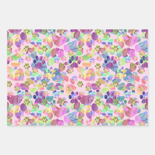 Pawprints in Rosa Geschenkpapier Set (Vorderseite 2)