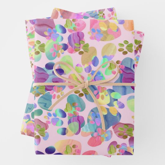 Pawprints in Rosa Geschenkpapier Set (Beispiel)
