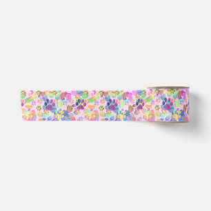 Pawprints in Rosa Satinband