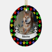 Pawprints personalisiertes Foto-runde Verzierung Keramikornament (Rechts)