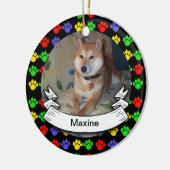 Pawprints personalisiertes Foto-runde Verzierung Keramikornament (Links)