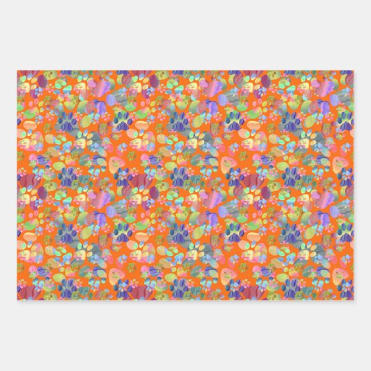 Pawprints überall geschenkpapier set (Vorderseite 2)