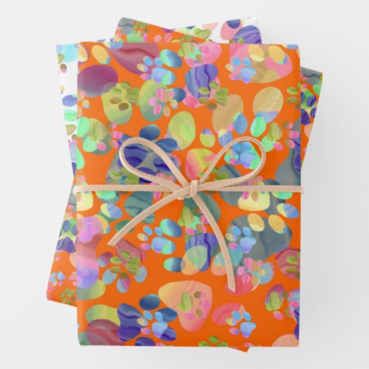 Pawprints überall geschenkpapier set (Beispiel)
