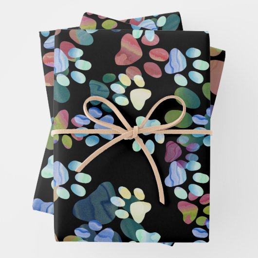 Pawprints überall geschenkpapier set (Beispiel)