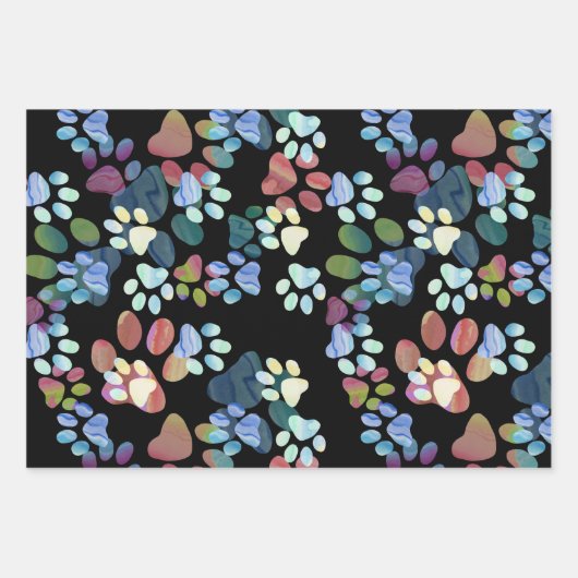 Pawprints überall geschenkpapier set (Vorderseite)