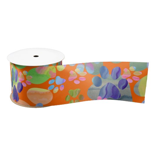 Pawprints überall satinband (Spule)