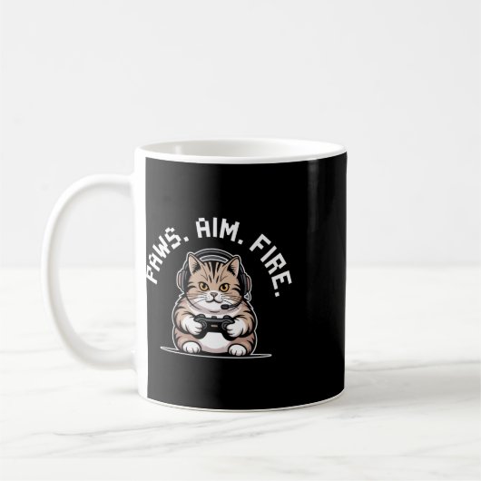 Paws Aim Fire Feline Cat Gamer Wiederbelebung der  Kaffeetasse (Links)