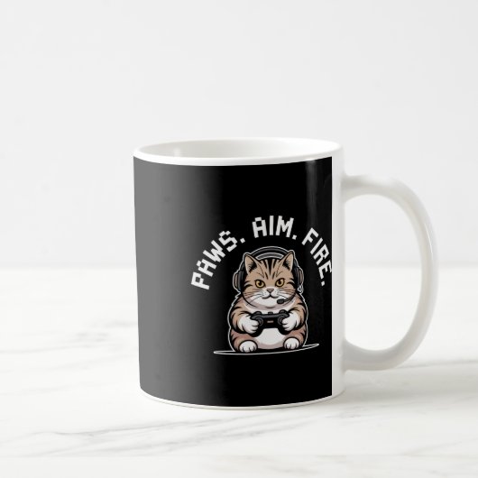 Paws Aim Fire Feline Cat Gamer Wiederbelebung der Kaffeetasse (Rechts)
