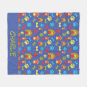 Paws and Bones Blue Dog's Fleece Blanket (Vorderseite (Horizontal))