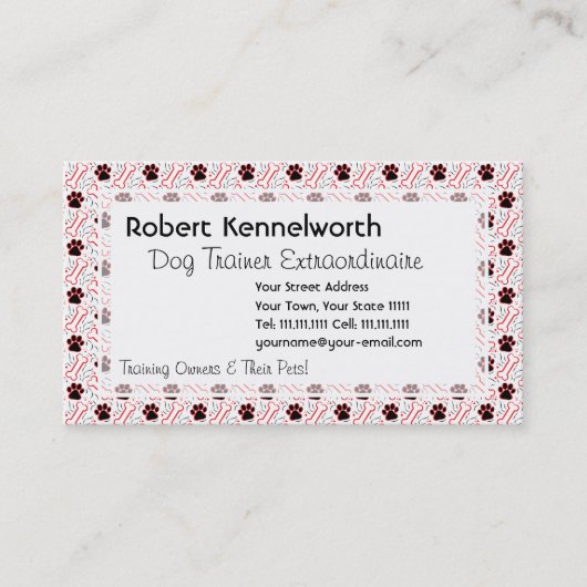 Paws and Bones Funny Design for Dog Lovers Visitenkarte (Vorderseite)