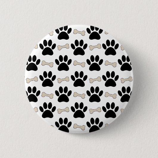 Paws And Bones Muster Haustier Button (Vorderseite)