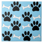 Paws And Bones Nahtloses Muster Benutzerdefiniert Fliese (Vorderseite)