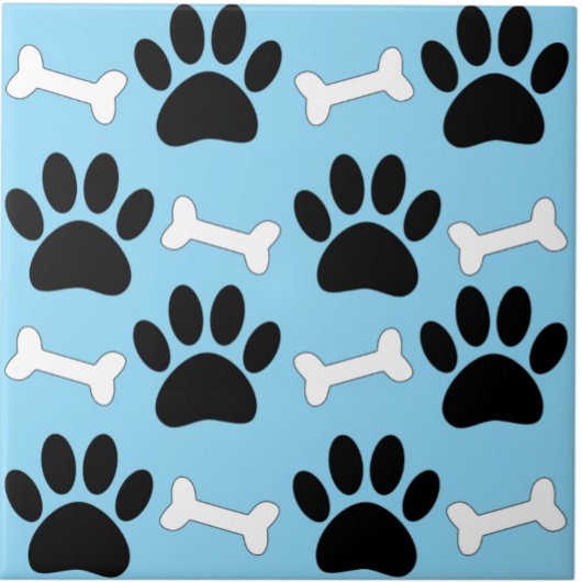 Paws And Bones Nahtloses Muster Benutzerdefiniert Fliese