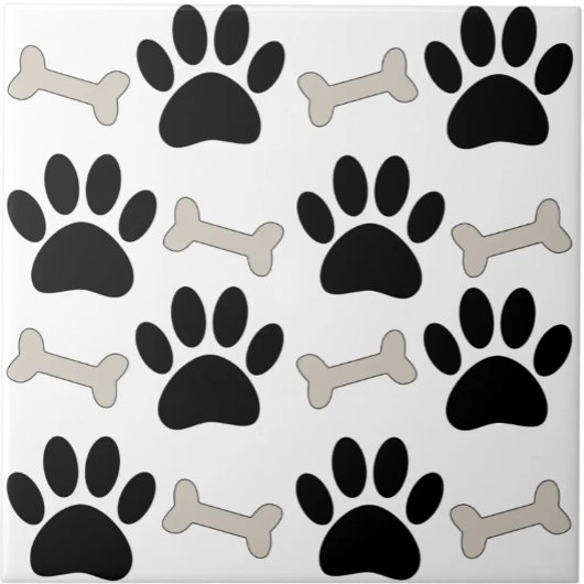 Paws And Bones Nahtloses Muster Custom Fliese