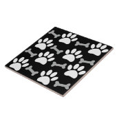 Paws And Bones Nahtloses Schwarz Weiß Grau Maßgesc Fliese (Seite)