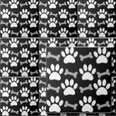 Paws And Bones Nahtloses Schwarz Weiß Grau Maßgesc Fliese