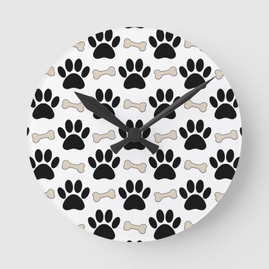 Paws And Bones Pattern Runde Wanduhr (Vorderseite)