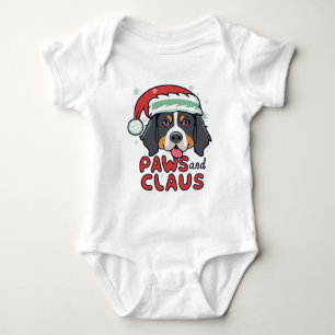 Paws and Claus - Christmas Bernese Dog Baby Strampler