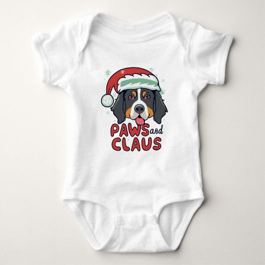 Paws and Claus - Christmas Bernese Dog Baby Strampler (Vorderseite)