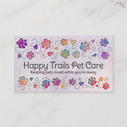 Paws and Hews - handgezeichnete Linie Art & Aquare Visitenkarte (Vorderseite)