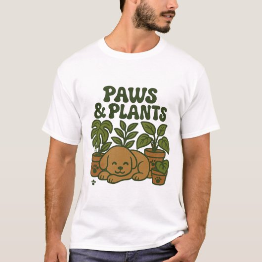 Paws and Plants Dog & Garden Design T-Shirt (Vorderseite)