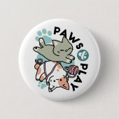 Paws and Play – Adorable Cat Illustration Button (Vorderseite)
