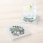 Paws and Play – Adorable Cat Illustration Glasuntersetzer (Schrägansicht)