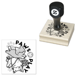 Paws and Play – Adorable Cat Illustration Gummistempel