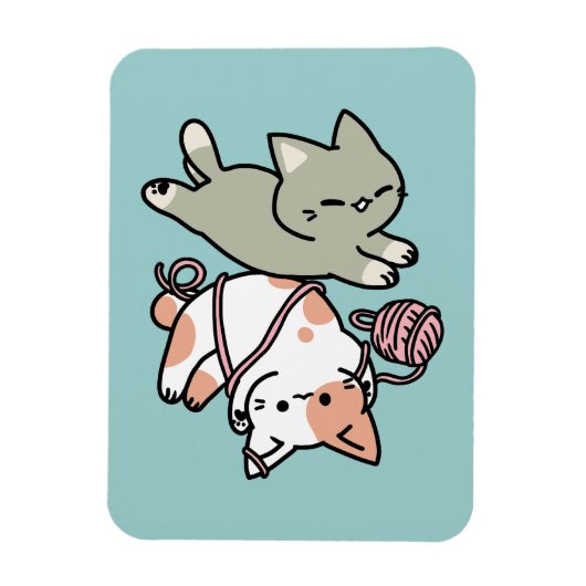 Paws and Play – Adorable Cat Illustration Magnet (Vertikal)