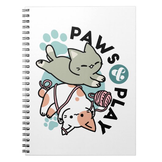 Paws and Play – Adorable Cat Illustration Notizblock (Vorderseite)