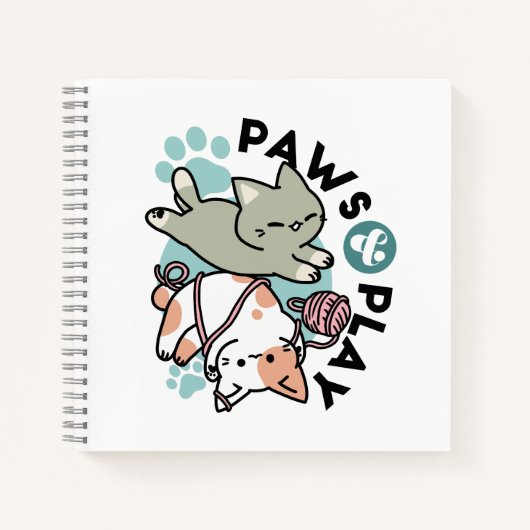Paws and Play – Adorable Cat Illustration Notizblock (Vorderseite)