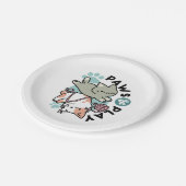 Paws and Play – Adorable Cat Illustration Pappteller (Schrägansicht)