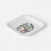 Paws and Play – Adorable Cat Illustration Pappteller (Gewinkelt)