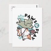Paws and Play – Adorable Cat Illustration Postkarte (Vorne/Hinten)