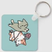 Paws and Play – Adorable Cat Illustration Schlüsselanhänger (Rückseite)