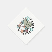 Paws and Play – Adorable Cat Illustration Serviette (Ecke)