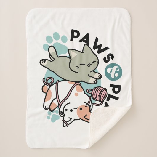 Paws and Play – Adorable Cat Illustration Sherpadecke (Vorderseite)