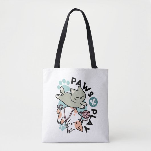 Paws and Play – Adorable Cat Illustration Tasche (Vorderseite)