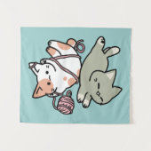 Paws and Play – Adorable Cat Illustration Wandteppich (Vorderseite (Horizontal))