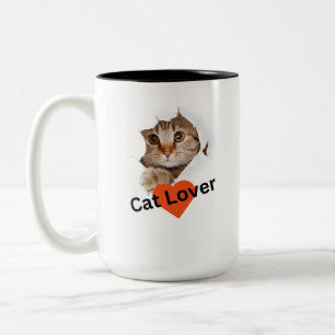"Paws and Sip: Cat Foto Keramik 2 Töne Tasse" Zweifarbige Tasse