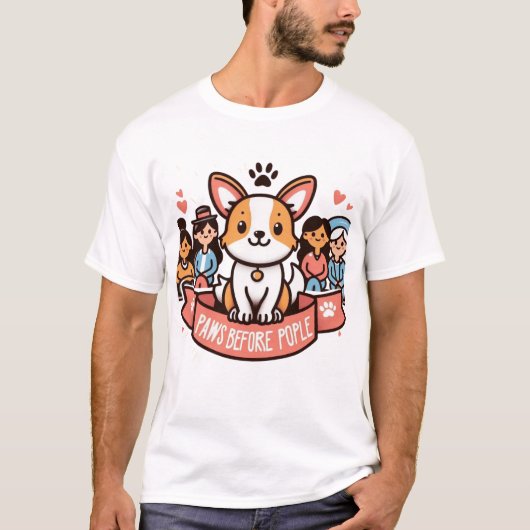 Paws Before People Funny Dog Lover Grafisches T-Sh T-Shirt (Vorderseite)