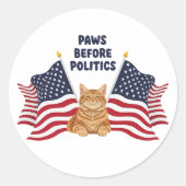 Paws Before Policies - Patriotic Cat Sticker (Vorderseite)