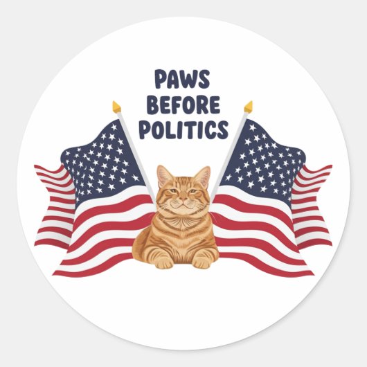 Paws Before Policies - Patriotic Cat Sticker (Vorderseite)