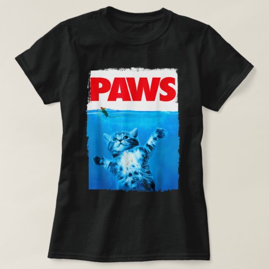 Paws Cat and Mouse Top, Cute Funny Cat Lover Parod T-Shirt (Design vorne)