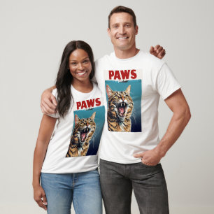 PAWS Cat Design T - Shirt